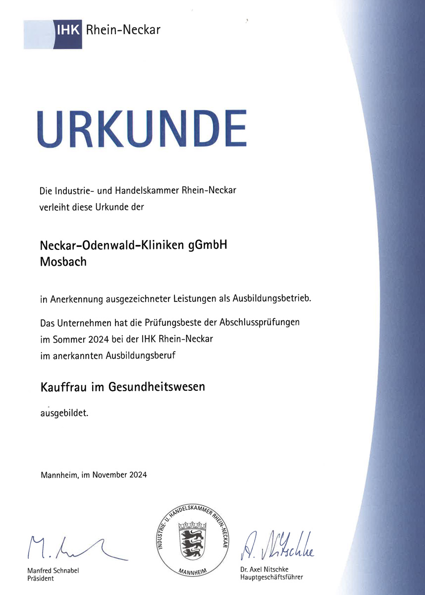 Urkunde der IHK