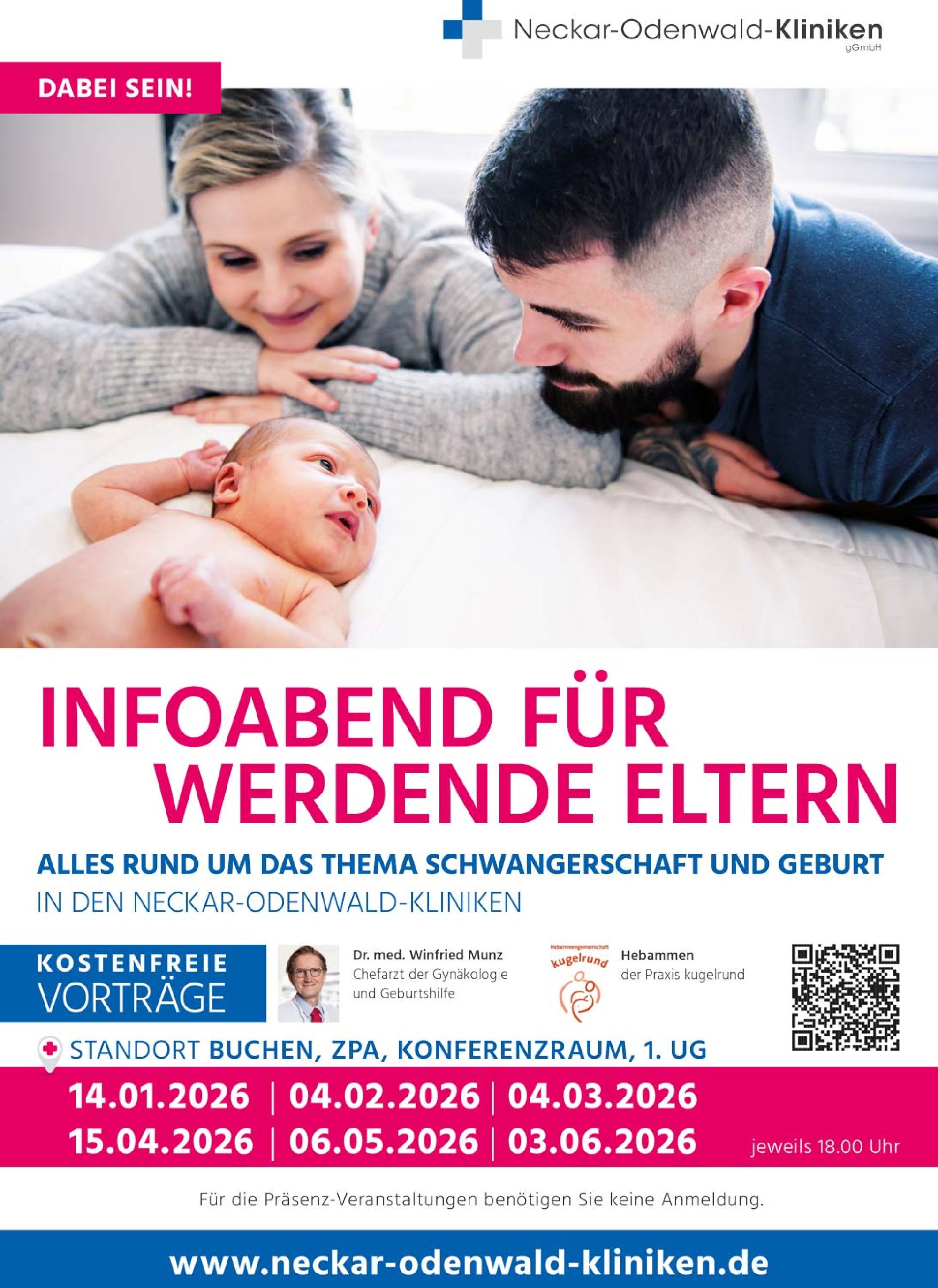 Plakat mit Terminen für werdende Eltern